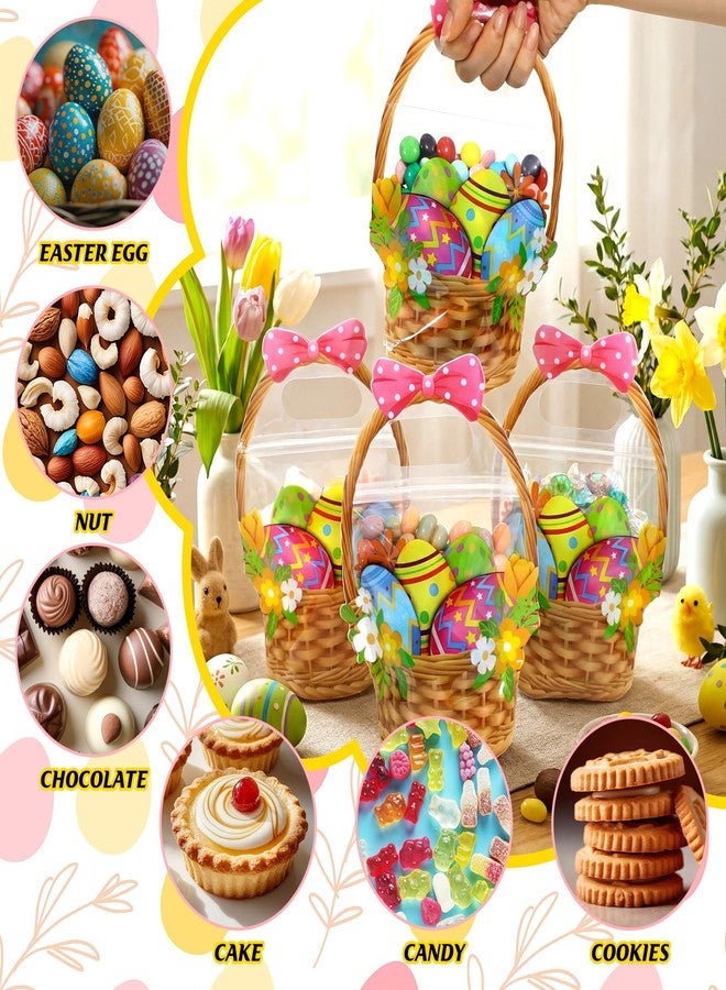 اياستي أكياس هدايا عيد الفصح من إيستي، ٥٠ قطعة، أكياس هدايا سلة عيد الفصح بمقبض، قابلة لإعادة الإغلاق، بيض ملون، فيونكة زهرية، أكياس بلاستيكية محكمة الإغلاق للحلوى، مناسبة لفعاليات البحث عن البيض، وحفلات الأعياد، ومستلزمات تغليف الهدايا والزينة. - Image 3